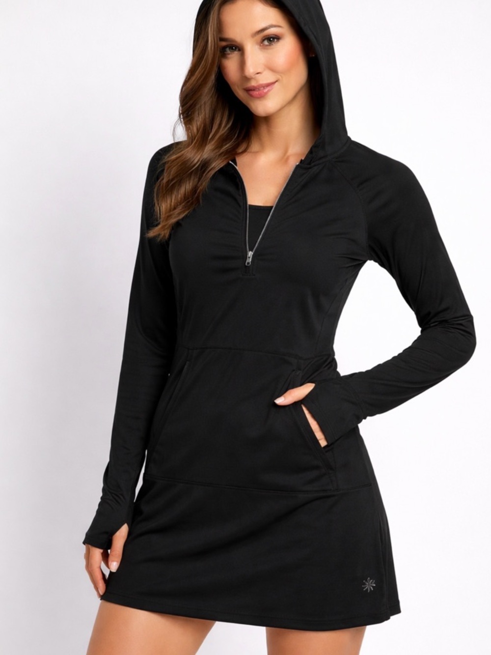 Athleta Black Hooded Athletic Dress / Tunic – XXS